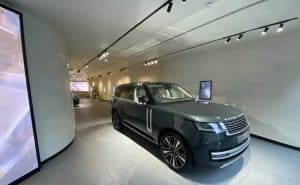 air movement diffusers in Land Rover retail vehicle showroom 
