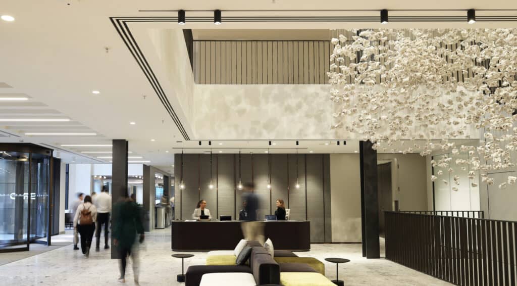 Gilberts linear slot diffusers in office reception