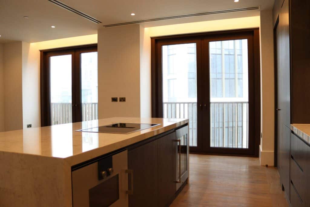 linear slot ventilation diffusers in luxury apartment