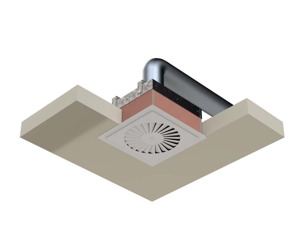 cut away of fire rated connection box (plenum)