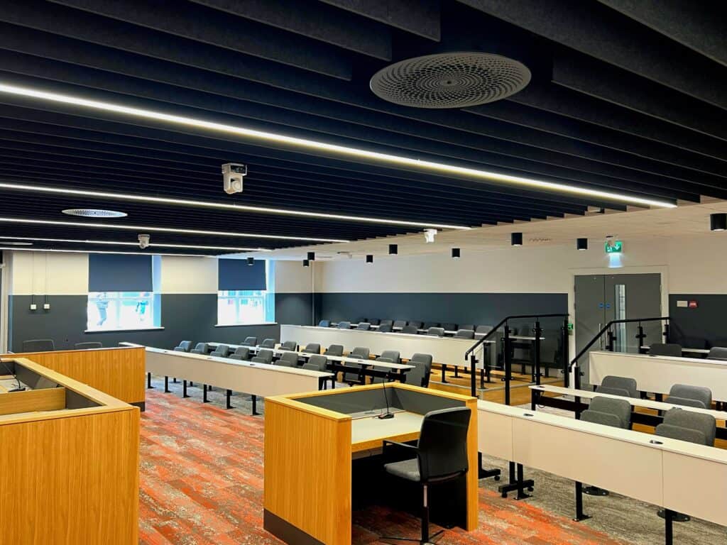 Gilberts swirl diffuser in UCLAN moot court