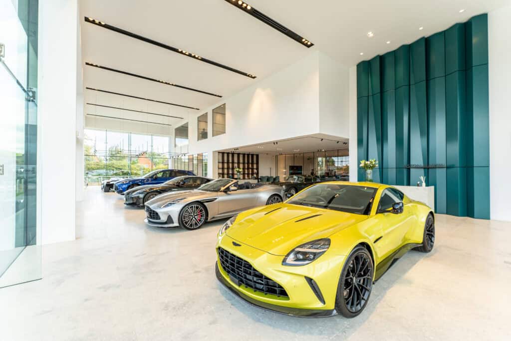 Aston Martin showroom showing Gilberts ventilation diffusers