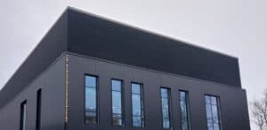 Exterior building shot of NHS St Lukes Bradfords unit featuring Gilberts louvres.